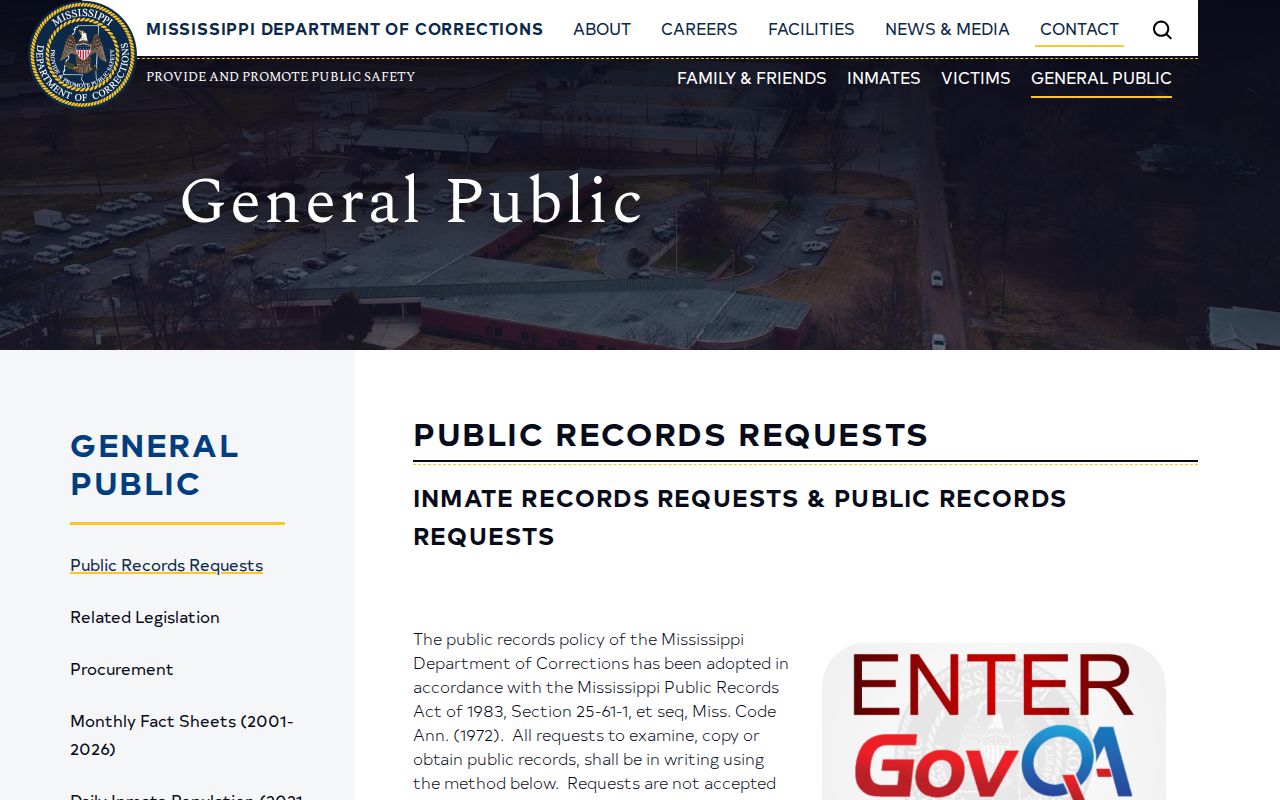 MDOC written request path for a Pontotoc County released inmate photograph