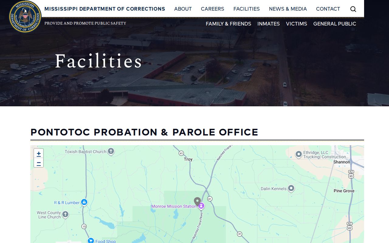 Pontotoc County parole and probation office record page